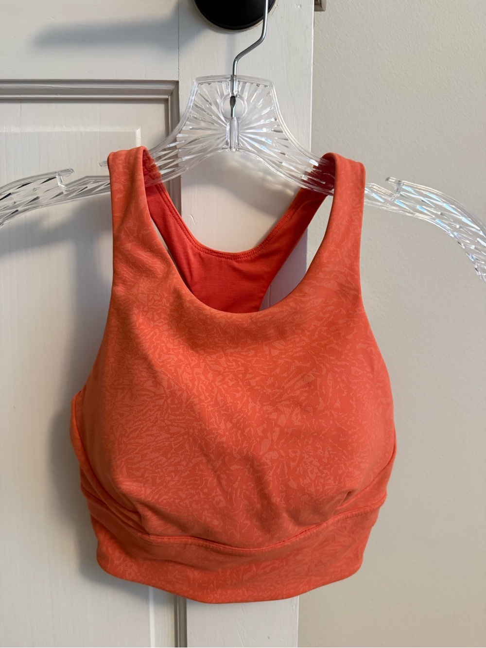 Lululemon Wunder Train Long-Line Bra Med. Supp. C/D Cup Crunch Warm Coral Sz 4
